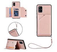 Ttimao Compatibile con Custodia Samsung Galaxy A71 [Proteggi Schermo] con Titolare Carta e Funzione Stand PU Cuoio Portafoglio Case Morbido Silicone Shockproof Cover-Oro Rosa