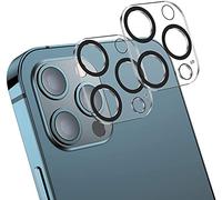 TTIMORE Pellicola protettiva per fotocamera per iPhone 12 Pro, schermo posteriore, vetro temperato 9H, copertura completa, senza bolle, HD trasparente, antigraffio e compatibile con custodie, cerchio nero, non influisce sugli scatti notturni, confezione da 2