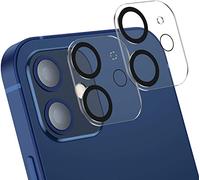 TTIMORE Pellicola protettiva per fotocamera per iPhone 12, vetro temperato 9H, copertura completa, senza bolle, HD trasparente, antigraffio e compatibile con custodie, cerchio nero, non influisce sugli scatti notturni, confezione da 2