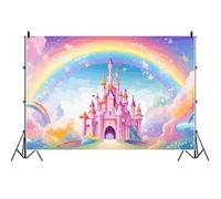 Ttincceer 1.5x1.2m Castello Compleanno Sfondo Acquerello Arcobaleno Fiabe Principessa Bambino Doccia Fotografia Sfondo Compleanno Festa di Nozze Torta Tavolo Banner Foto Studio Shoot Prop