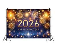 Ttincceer 1.5x1.2m Sfondo di Felice Anno Nuovo per Fotografia Fuochi d'artificio Glitterati 2026 Festa di Capodanno Sfondo Fotografico Buon Natale Festa Celebrazione Banner Ritratto Foto Prop