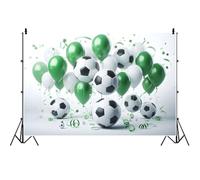 Ttincceer 1,5x1m Calcio Compleanno Sfondo Palloncini Verdi Tema Calcio Compleanno Fotografia Sfondo Palla in Bianco e Nero Sport Ragazzo Festa di Compleanno Decor Banner Studio Prop