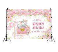 Ttincceer 1,5x1m Sonno Elefante Compleanno Sfondo Fiore Rosa Una Bambina è sulla Strada Fotografia Sfondo Oro Glitter Amore Cuore Mailbox Foto Sfondo Bambino Doccia Banner