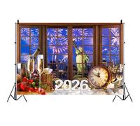 Ttincceer 1.8x1.2m 2026 Sfondo di Capodanno Scena di New York City Statua della Libertà Festival Fotografia Sfondo Finestra Fuochi d'artificio Paesaggio Vigilia di Natale Decorazione Festa Banner