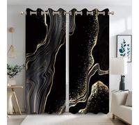 Ttincceer 117x229cm Nero Marmo Blackout Tende per Camera da Letto Astratto Grigio Oro Texture Marmo Camera Oscuramento Tende Arte Moderna Tenda Finestra di Lusso Termico Isolato 2 Pannelli