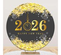Ttincceer 125cm 2026 Sfondo per Capodanno con Orologio con Conto alla Rovescia e Glitter Oro, Sfondo Fotografico per Capodanno, Vigilia di Natale, Festa in Famiglia, Ritratto, Studio Fotografico