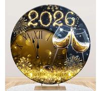 Ttincceer 125cm Sfondo per Capodanno con Fuochi d'artificio dorati scintillanti, Champagne, Sfondo Fotografico per Festival 2026 Conto alla Rovescia per Festa in Famiglia, Banner