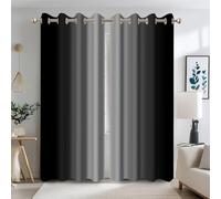 Ttincceer 135x245cm Nero Tende Blackout per Camera da Letto Ombre Grigio Camera Oscuramento Tende Finestra Gradiente Nero a Grigio Bianco Blocco della Luce Termico Isolato 2 Pannelli