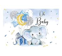 Ttincceer 180x120cm Bambino Doccia Sfondo Blu Carino Bambino Elefante Confezione Regalo Fotografia Sfondo Stella Luna Palloncino Sfondo Foto Studio Booth Prop Festa di Compleanno Banner