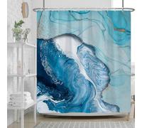 Ttincceer 180x180cm Blu Marmo Tenda da Doccia Inchiostro Blu Textured di Lusso Ombre Moderne Lavabile con Gancio per il Bagno