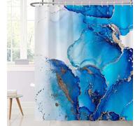 Ttincceer 180x180cm Marmo Tenda da Doccia Blu Navy Inchiostro Modello 3d Sabbia Tende da Doccia Ombre Astratto Bagno Tenda Decorativa Impermeabile Tenda Vasca da Bagno