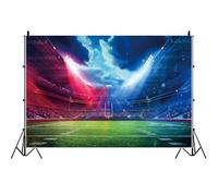Ttincceer 2.2x1.5m Campo di Calcio Sfondo Rosso Blu Neon Sport Stadio Compleanno Fotografia Sfondo Notte Calcio Gioco Bambini Compleanno Foto Sfondo Uomini Adulto Ritratto Foto Prop