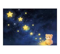 Ttincceer 2.2x1.5m Cielo notturno stellato Fondale Galaxy Twinkle Piccole stelle Orsi carini Compleanno Fotografia Sfondi Baby Shower Bambini Compleanno Festa Decorazione Banner