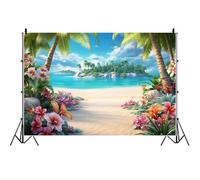 Ttincceer 2.2x1.5m Estate Spiaggia Spiaggia Sfondo Hawaii Paesaggio Isola Vacanza Partito Fotografia Sfondo Sabbia Cocco Albero Fiori Bambino Doccia Decorazione Banner Studio Oggetti di Scena