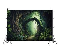 Ttincceer 2.2x1.5m Incantato Foresta Sfondo Fiaba Mondo Pianta Albero Casa Bambino Doccia Fotografia Sfondo Paese delle Meraviglie Bosco Percorso Bambini Festa di Compleanno Decorazione Banner