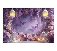 Ttincceer 2.7x1.8m sfondo fiore viola farfalla fiorente ragazza floreale compleanno festa di nozze fotografia sfondi neonati ragazze baby shower ritratto foto prop torta tavolo banner