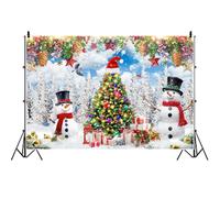 Ttincceer 2.7x1.8m Sfondo Natalizio Invernale Foresta Invernale Albero di Natale Coperto di Neve Pesante Sfondo Fotografico Festival Paese delle Meraviglie Pupazzo di Neve Decorazione Banner