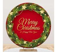 Ttincceer 230cm Buon Natale Sfondo Rotondo Copertura Rami di Pino Verde Stella Dorata Sfondo Fotografico Felice Anno Nuovo Decorazione Festa Vigilia Banner Bambino Adulto Ritratto Foto Prop