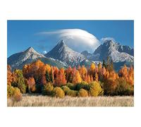 Ttincceer 300x200cm Autunno Foresta Sfondo Giallo Foglie Neve Montagna Naturale Paesaggio Fotografia Sfondo Blu Cielo Bianco Nuvole Caduta Sfondo Foto Studio Booth Prop