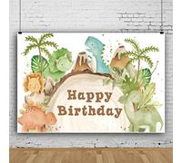 Ttincceer 300x250cm Felice Compleanno Sfondo Carino Dinosauro Vulcano Fotografia Sfondo Cartone Animato Animali Piante Tropicali Sfondo Bambino Doccia Banner Foto Studio Booth Prop