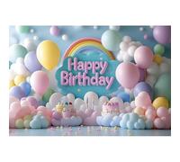 Ttincceer 3x2.5m Buon Compleanno Sfondo 3D Arcobaleno Palloncino Colorato Ragazzo Ragazza Compleanno Fotografia Sfondo Baby Shower Neonato Bambini Festa Decorazione Banner Studio Prop