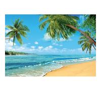 Ttincceer 3x2.5m Estate Spiaggia Tropicale Sfondo Spiaggia Spiaggia Isola Palma Alberi Fotografia Sfondo per Immagine Blu Mare Cielo Sole Luau a Tema Partito Decorazioni Banner
