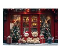Ttincceer 3x2m Fondali Natalizi Simpatico Orso Albero di Natale di Lusso Negozio Festa di Natale Sfondo Fotografico Bambini Adulto Compleanno Vigilia Festa Decorazione Banner