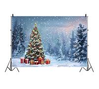 Ttincceer 3x2m Sfondo di scena innevata Campo di neve Foresta Albero di Natale Sfondo fotografico Neve che cade Decorazione invernale per le vacanze Banner Ritratto Foto Prop