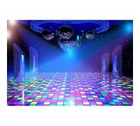 Ttincceer 3x2m Sfondo per feste in discoteca vintage anni '70, '80 e '90, Palcoscenico con palla da discoteca, Sfondo per musica al neon per compleanni Let's Glow Crazy Studio Props