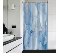 Ttincceer 90x183cm Stretta Tenda Doccia Blu Chiaro Marmo Piccola Mezza Dimensione Stalla Tende da Bagno Mezza Stretta Camper RV Arredamento Bagno con Ganci Impermeabile