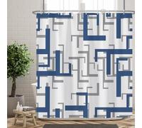 Ttincceer Blu Geometrico Tenda da Doccia 180x180cm Blu Grigio Bianco Minimalista Geometrico Tende da Doccia per il Bagno Arte Astratta Metà Secolo Tenda da Bagno