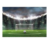 Ttincceer Campo di Calcio Sfondo 2.2x1.5m Calcio Partita Stadio Spotlight Fotografia Sfondo Notte Campo di Calcio Verde Erba Fotografia Sfondo Ragazzo Festa di Compleanno Banner