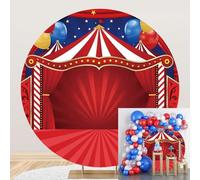 Ttincceer Circo Rotondo Sfondo Copertura per la Fotografia 220cm Cartone Animato Rosso Tenda Carnevale Notte Cerchio Sfondo Cielo Stellato Notte Stelle Baby Shower Fotografia Sfondi