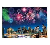 Ttincceer Città Fuochi D'artificio Sfondo 2,2x1,5m Ponte di Brooklyn Scena Grattacielo Natale Notte Sfondo New York Città Capodanno Paesaggio Famiglia Festa Fotografia Sfondo Photo Booth Prop
