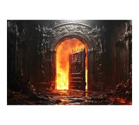 Ttincceer Inferno Porta Foto Sfondo 1,5x1m Hellfire Porta per l'Inferno Hallween Sfondo per la Fotografia Felice Halloween Nero Ferro Porta Terrore Tema Partito Sfondi Decorazione