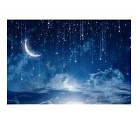 Ttincceer Notte Stellata Sfondo 150x100cm Luna Brillante Stelle Fotografia Sfondo Blu Scuro Cielo Notturno Nuvole Fotografia Sfondo Neonato Festa di Compleanno Banner