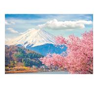 Ttincceer Primavera Fiore Sfondo 270x180cm Monte Fuji Neve Montagna Ciliegio Fiore Fotografia Sfondo Blu Cielo Bianco Nuvole Naturale Paesaggio Fotografia Sfondo