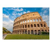 Ttincceer Sfondo Antico Colosseo Romano 1.8x1.2m Famoso Italia Punti di riferimento Costruzione Rovine Sfondo Blu Cielo Bianco Nuvole Prato Viaggio Fotografia Sfondo Photo Booth Prop