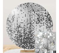 Ttincceer Sfondo Argento Paillettes Rotondo 200cm Lusso Shinmmer Argento Compleanno Copertura Ragazza Signora Celebrazione Fotografia Ritratto Tiro Oggetti di Scena