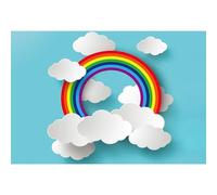 Ttincceer Sfondo Cartone Animato Arcobaleno per la Fotografia 2.2x1.5m 3d Arcobaleno Nuvole Bianche su Sfondo Blu Ragazzo Ragazza Compleanno Decorazione Banner Bambino Doccia Foto Prop