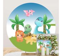 Ttincceer Sfondo Cartone Animato Dinosauro 200cm Carino Dinosauro Giurassico Periodo Animale Sfondo per la Fotografia Baby Shower Neonato Festa di Compleanno Rotonda Copertura di Sfondo