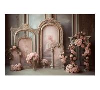 Ttincceer Sfondo Palazzo Soggiorno 2.2x1.5m Indoor Rosa Lusso Schermo Fiore Sfondo Ragazza Compleanno Festa di Nozze Decorazione Banner Studio Ritratto Tiro Oggetti di Scena