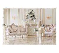 Ttincceer Soggiorno Sfondo 2.2x1.5m Castello di Lusso Interno Mobili Sfondo Elegante Divano Camino Lampadario Compleanno Fotografia Sfondo Bambini Adulto Ritratto Tiro Oggetti di Scena