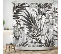 Ttincceer Tenda da Doccia Astratto Foglie per Bagno 180x180cm Grigio Palma Foglia Fiore Pianta Tenda da Bagno Boho Metà Secolo Giungla Botanico Tende da Doccia Lavabile Tenda da Vasca da Bagno