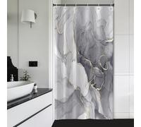 Ttincceer Tenda da Doccia Stretta per Bagno Grigio Oro Ombre Marmo Piccole Tende da Doccia di Marmo di Lusso Texture Stalla Tenda da Bagno Stretta Impermeabile 6 Ganci 90x183cm