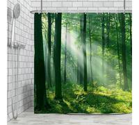 Ttincceer Verde Foresta Tenda da Doccia 180x180cm Rainforest Sole Bosco All'alba Mattina Tenda da Bagno Natura Paesaggio Muffa Resistente Tenda da Doccia Set