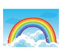 Ttinccer Arcobaleno Sfondo 1,5x1m Cartone Animato Blu Cielo Bianco Nuvola Bambino Doccia Fotografia Sfondo Ragazzo Ragazza Festa di Compleanno Fotografia Sfondo Torta Tavolo Banner