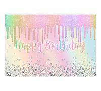 Ttinccer Sfondo Felice Compleanno 1.8x1.2m Arcobaleno Colori Scintillante Fotografia Sfondo Glitter Diamante Paillettes Colorate Compleanno Fotografia Sfondo Studio Foto Oggetti di Scena