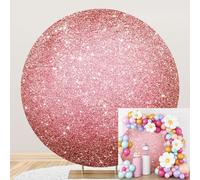 Ttinccer Sfondo Rosa Glitter 220cm Bokeh Scintillante Punti Festa di Compleanno Rotondo Sfondo Copertura Paillettes Lucide Matrimonio Sposa Doccia Decorazione Banner