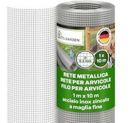 TTL GARDEN 1 m x 10 m rete metallica zincata a maglia fine antiruggine 6,3 mm, maglia 0,55 mm, spessore filo - su rotolo di rete metallica per voliera, rete per topi ad arvicole, 10 m x 1 m di
